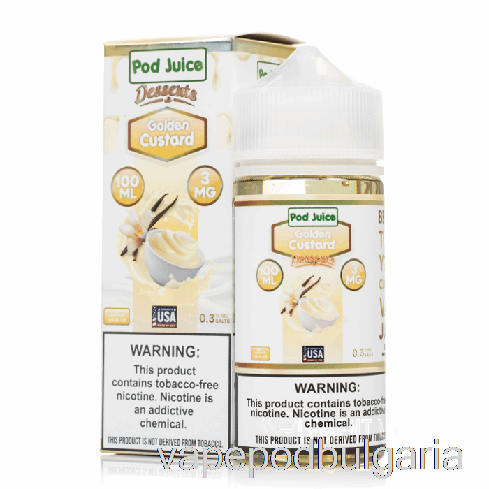 Vape 10000 Дръпки Golden Custard - Pod Juice Desserts - 100ml 6mg